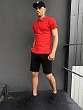 ПОДАРУНОК!!!Кстюм Intruder LaCosta літній червоно-чорний Чоловіча футболка поло+Музькі шорти трикотажні + Кепка, фото 2