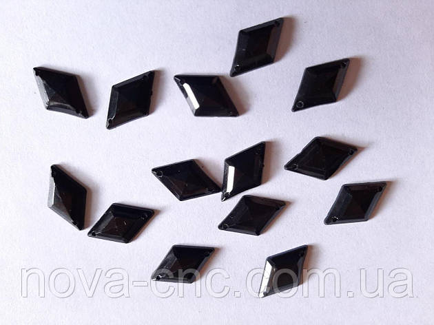 Пришивні камені акрил "Ромб" чорного кольору 19 мм 100 шт. уп, фото 1