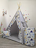 Вігвам Дитячий, з Динозаврами, з м'яким килимком подушечками "Динозаври з сірим", фото 2