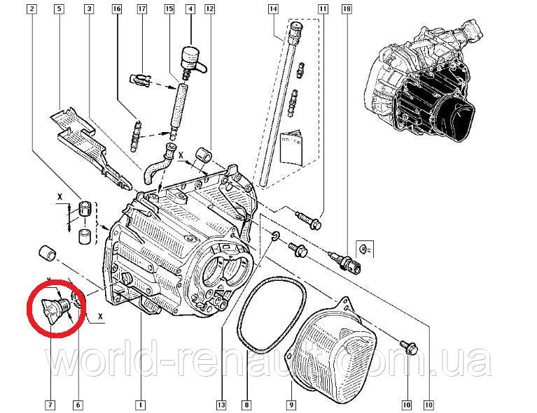 Renault (Франція) 7703075180 — Пробка картера КПП (контрольна) на Рено Меган 3, Рено Флюенс