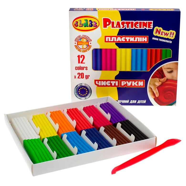 Пластилін 12кол. Class 240г Чисті руки 7646, фото 1