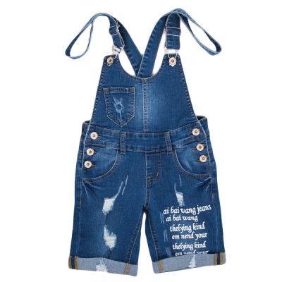 Джинсовий напівкомбінезон підлітковий з написом, фото 1