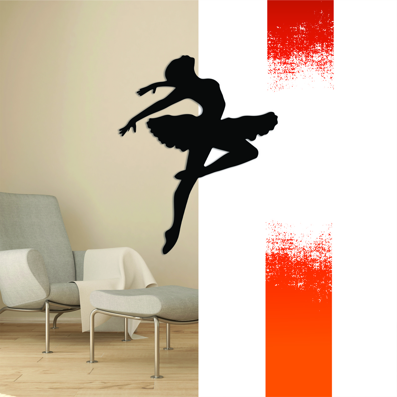 Декоративна дерев'яна картина абстрактна модульна полігональна Панно "Ballerina / Балерина"