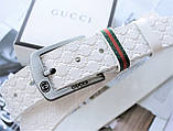 Чоловічий шкіряний ремінь з тисненням GG білий, фото 2