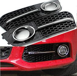 Бічні решітки бампера Audi A4 B8 (07-11) стиль RS (хром смужка)