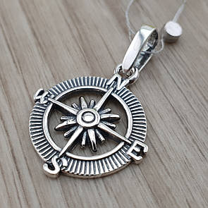 Срібна підвіска "Компас". Кулон з срібла 925 проби Роза вітрів