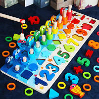 Деревянные игрушки геометрика детская рыбалка игрушки Монтессори подарки для детей (12289)