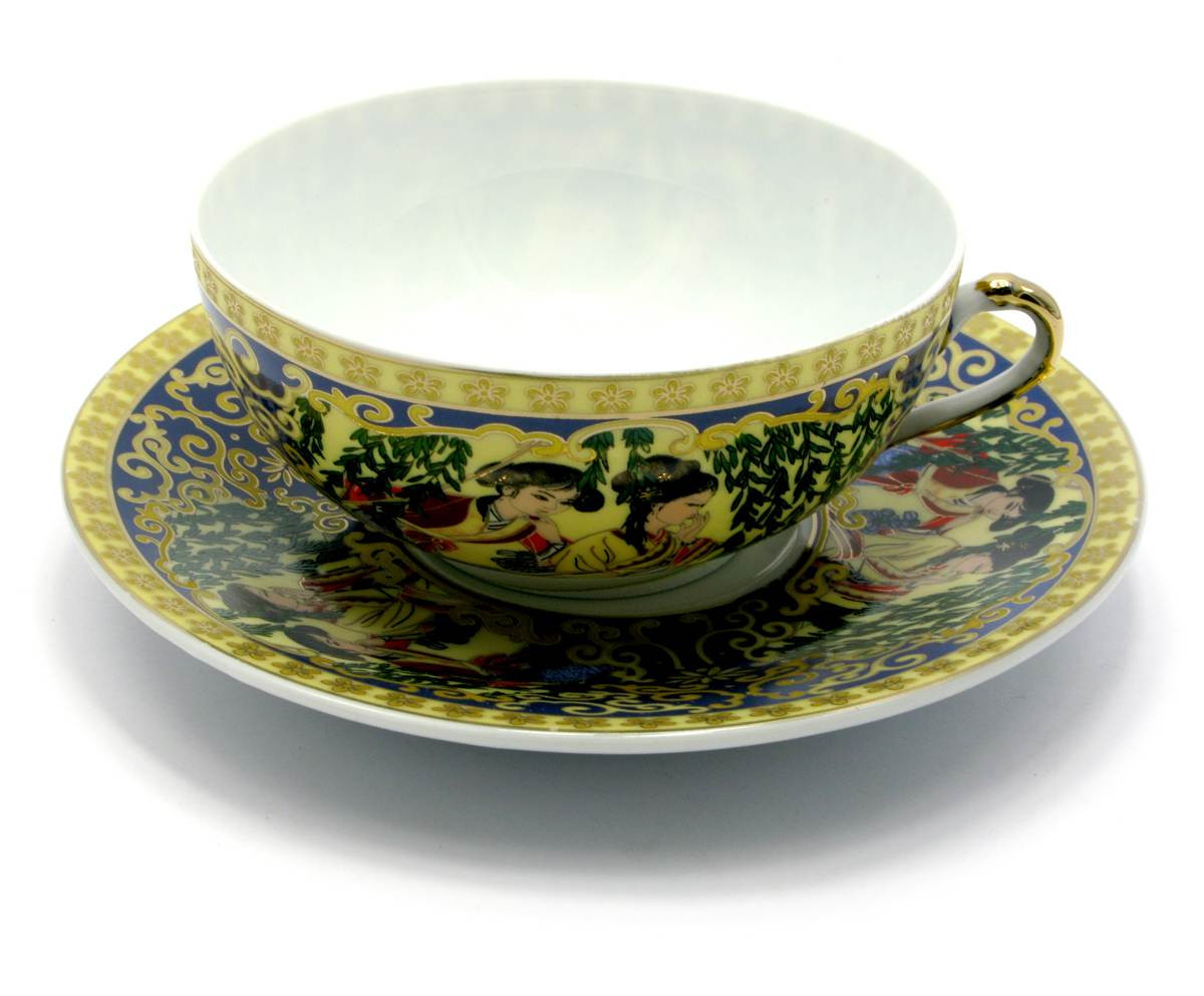 Чашка з блюдцем порцелянова Зелена верба, фото 1