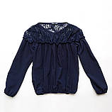 Блузка для дівчинки шкільна синя SmileTime Susie (ШКОЛА, фото 2