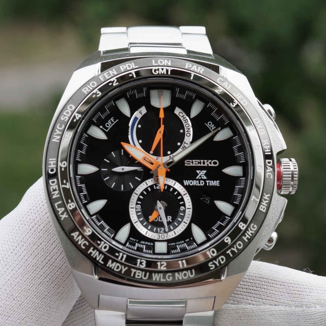 Seiko SSC487P1 Solar Chronograph World Time Sapphire