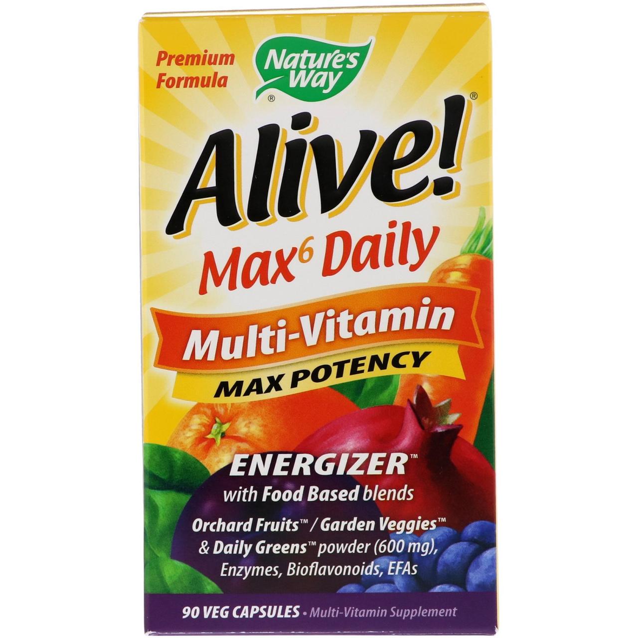 Natures Way Alive! до 6 в день мульти-вітамін максимальна активність 90 капсул веганских