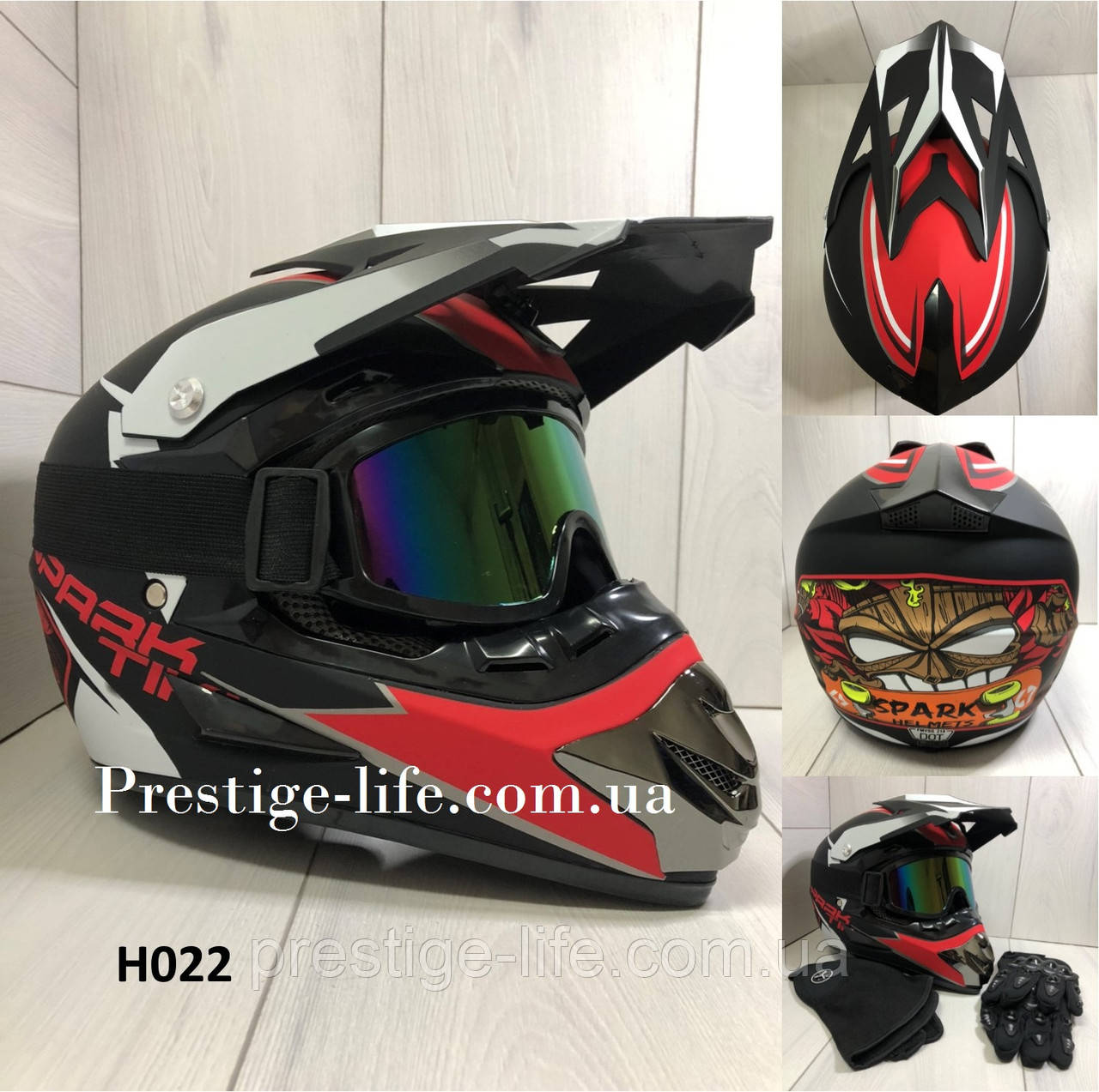 Мотошолом Ендуро H022XL для мотокросу або квадроцикла + КОМПЛЕКТ у Подарунок (Окуляри, Рукавички, Маска), фото 1