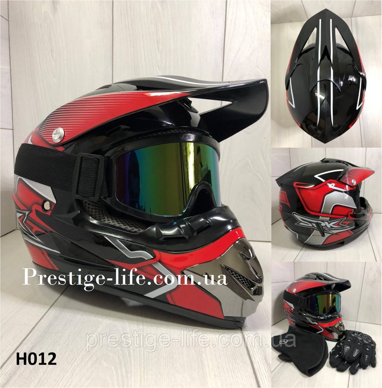 Мотошолом Ендуро H012XL для мотокросу або квадроцикла + КОМПЛЕКТ у Подарунок (Окуляри, Рукавички, Маска), фото 1
