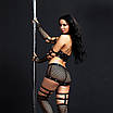Еротичне Спокушання комплект-сітка сексуальний S/M в сіточку з лаковими ремінцями чорного кольору, фото 4