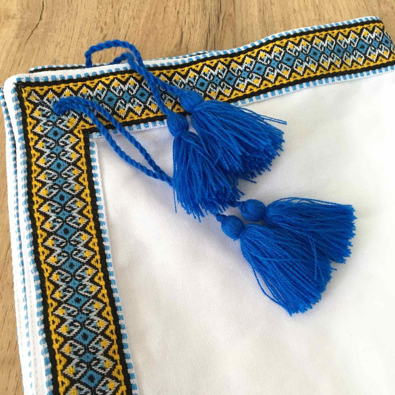 Крижму для хрещення хлопчика на домотканному полотні (120х100см)
