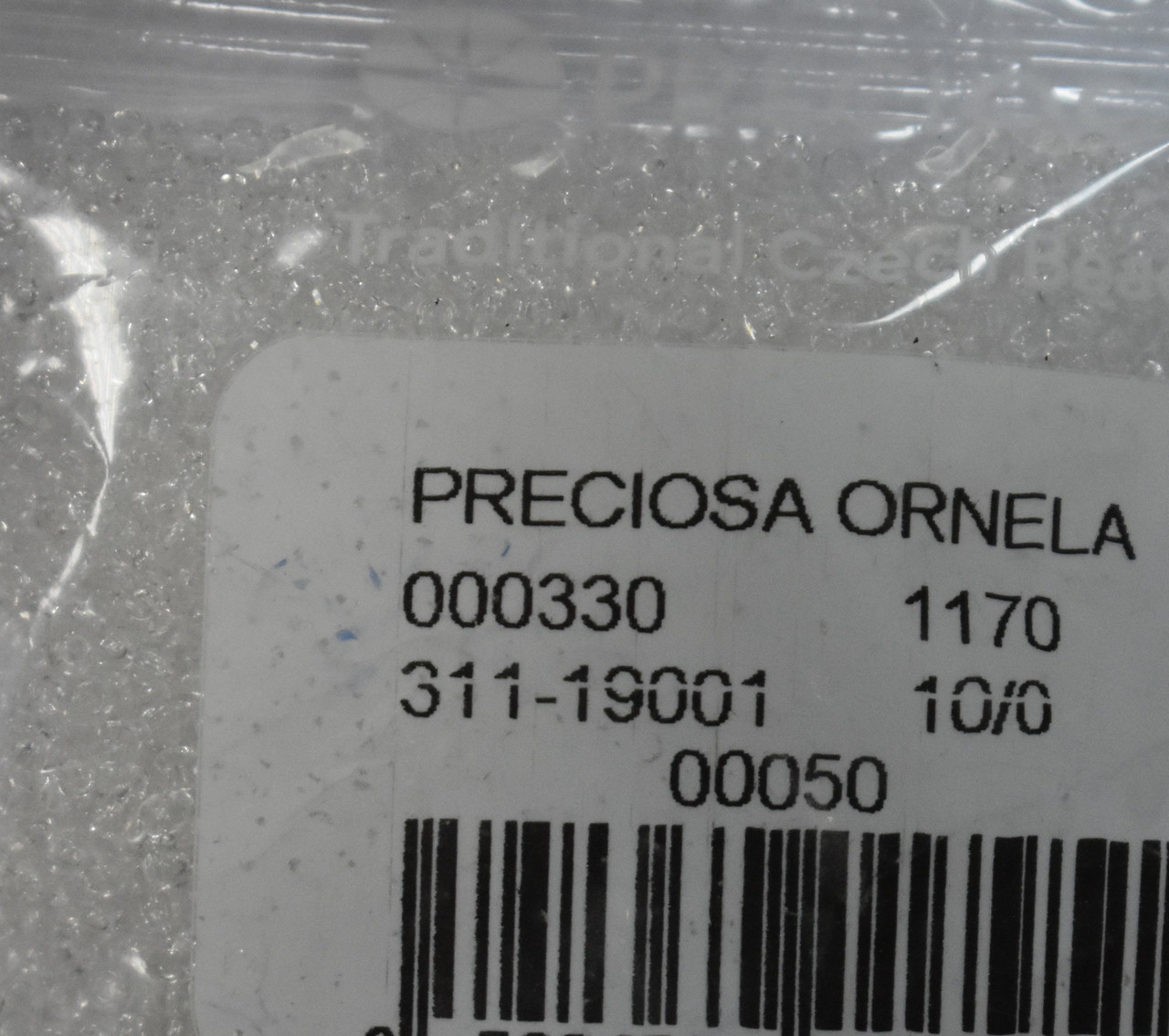 Бісер Preciosa 10/0 колір 00050 білий прозорий 10г, фото 1