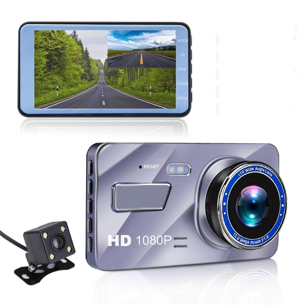 Відеореєстратор INSPIRE FULL HD 1080P з камерою заднього огляду Сріблястий (hub_yEkR93881)