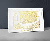 Карта улиц New Orleans Карта Новый Орлеан Город в Луизиане Карта города Карта ладшафта Новый Орлеан 40смх60см Золото