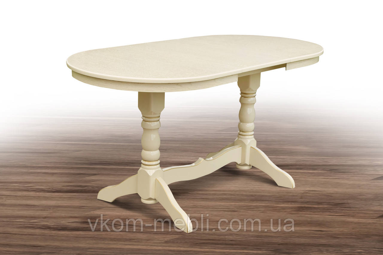 Стіл обідній розкладний Говерла слонова кістка з патиною, 160, фото 1