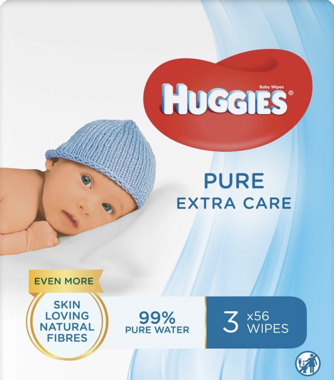 Вологі серветки Huggies (Хаггіс) Pure 2+1, 3х56 шт. В упаковці 168 шт