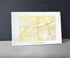 Ріо-де-Жанейро мапа Мапа влиць Ріо де65 Місто в Бразилії Мапа на полотні Картина мапа Дороги на мапі Золото