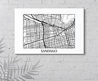 Сантьяго карта Столица Чили Сантьяго город Карта улиц города Городская карта Горизонтальная карта Размер 40х60