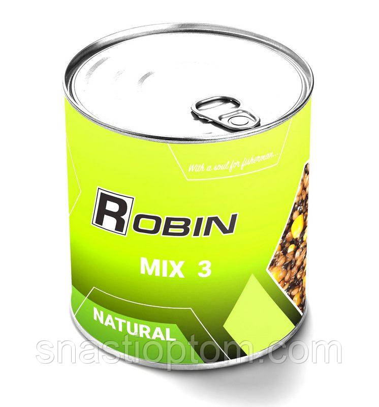 Наживка МІКС 3-х зерен ROBIN Натурал з/б 900мл.