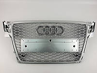 Решетка радиатора Audi A4 2007-2011год Серая с хром рамкой (в стиле RS)