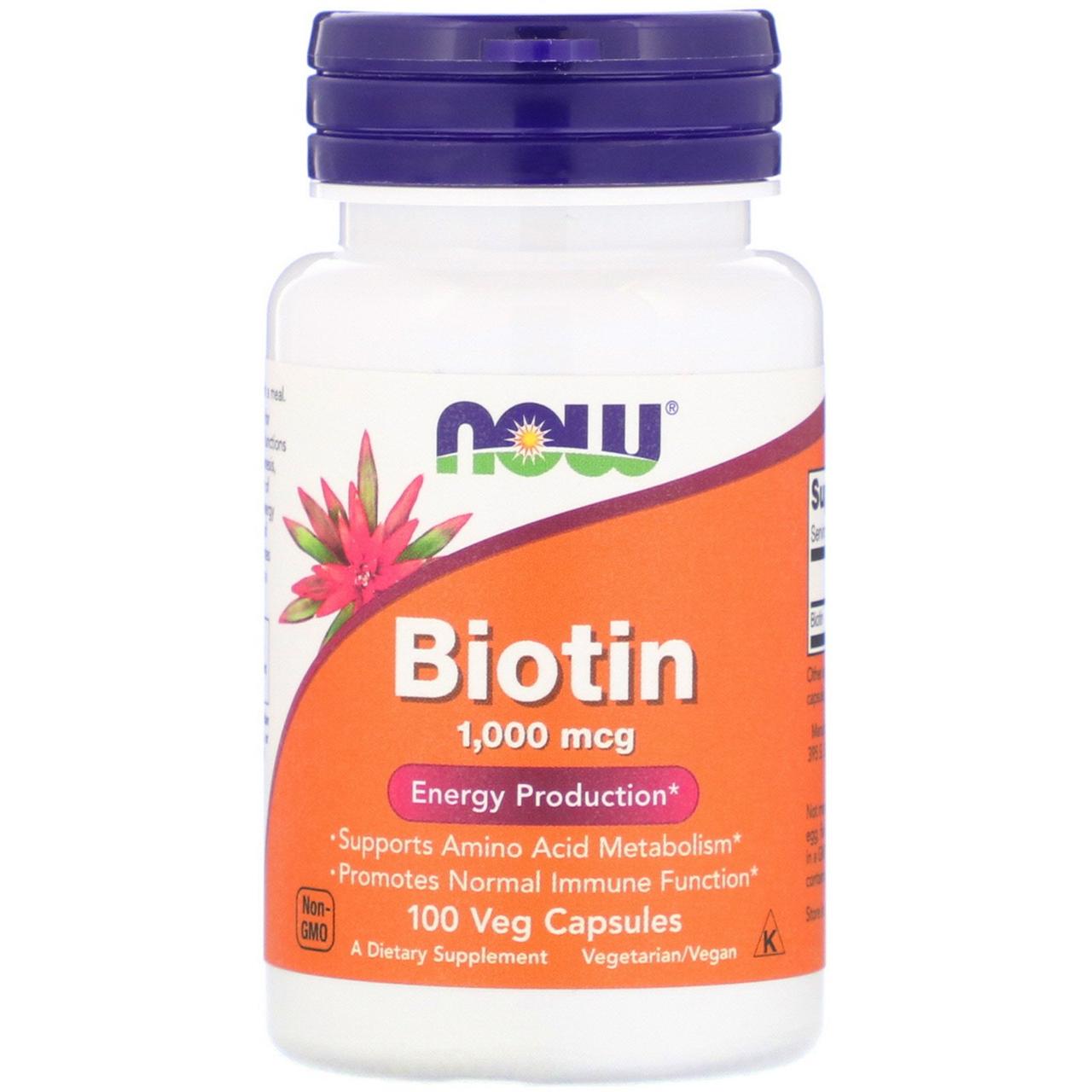 Біотин, Вітамін В7 Now Foods Biotin (1000 мкг) 100 капс