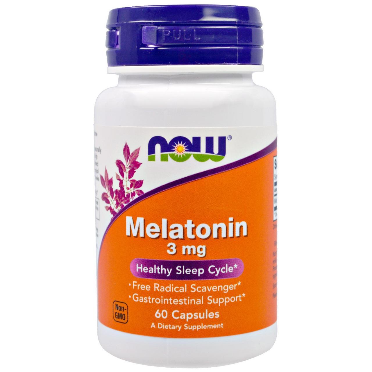 Мелатонін, 3 мг, Now Foods, 60 капсул