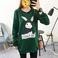 Стильна жіноча кофта, світшот з довгим рукавом "Rabbit" в зеленому кольорі