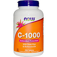 Вітамін С - 1000 (Vitamin C - 1000)Now Foods, C-1000, з плодами шипшини і біофлавоноїдами 250 таб.