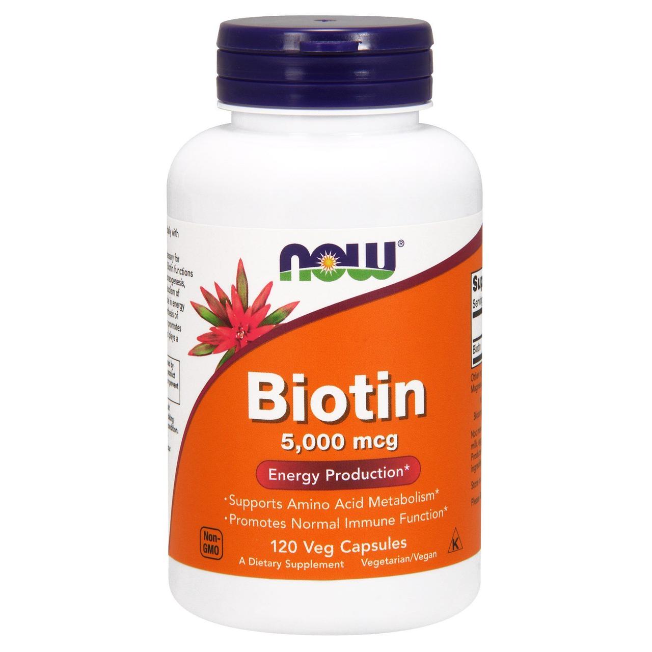 Now Foods, Біотин (Biotin), 5 000 мкг, 120 капсул
