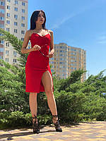 Женское платье из фактурной стрэйчевой ткани Poliit 8732 красный 38, фото 1