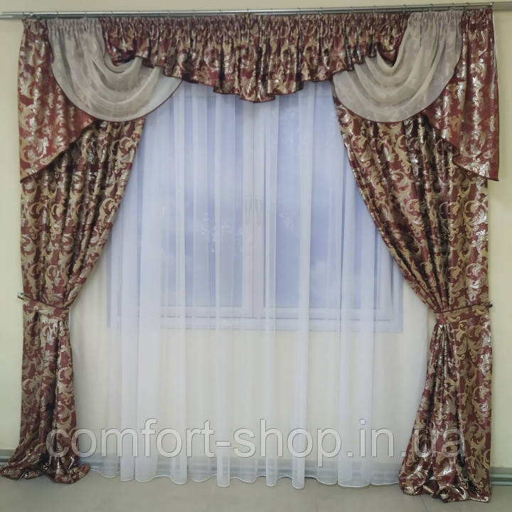 Шторы с Ламбрекеном Барокко Бордовый — Купить Недорого на Bigl.ua ...