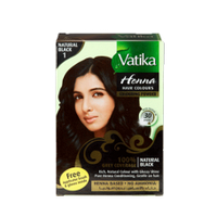 КРАСКА ДЛЯ ВОЛОС С ХНОЙ НАТУРАЛЬНИЙ ЧОРНЫЙ ЦВЕТ DABUR VATIKA HENNA HAIR COLOUR 6*10г