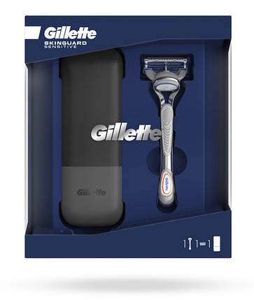 Подарунковий набір Gillette (бритва з 1 змінною касетою Skinguard Sensitive + дорожній футляр), фото 2