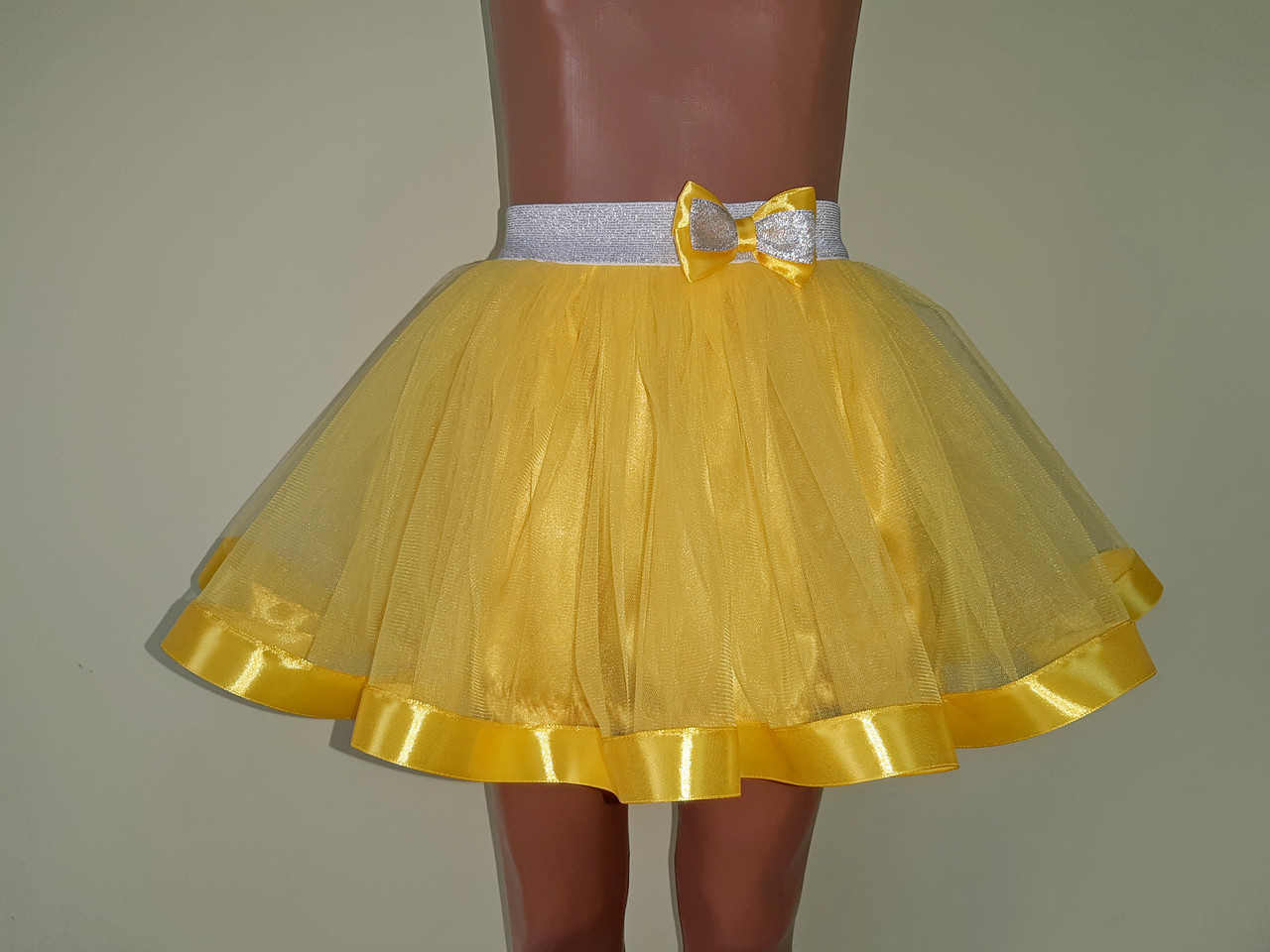 Дитяча жовта спідничка з фатину євро-сітки, на резинці, розмір 92
