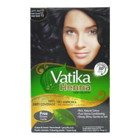 КРАСКА ДЛЯ ВОЛОС С ХНОЙ НАТУРАЛЬНИЙ ГЛУБОКИЙ ЧОРНЫЙ ЦВЕТ DABUR VATIKA HENNA HAIR COLOUR 6*10г