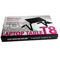 Столик для ноутбука з охолодженням T8 (Black) | Стіл-трансформер для ноутбука т8 з охолодженням, фото 7