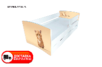 Дитяче ліжко Kinder Cool 08 Кошеня з шухлядою та захисним бортиком, спальне місце на ламелях