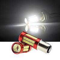 Автомобільна LED лампа P21/5W 12-24V 106smd 4014 стоп-габарит, світлодіодна з лінзою, білий колір світла