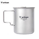 Кружка титанова з кришкою Tiartisan 450 мл та складана ложка з титану, набір титанового посуду, фото 5