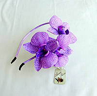 Обруч для волос с цветами ручной работы "Сиреневая Орхидея"