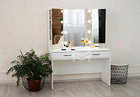 Гримерный столик М626 з трьома дзеркалами ДСП Біле ручки Естет (Markson TM)