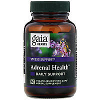 Gaia Herbs, Adrenal Health, ежедневная поддержка, 60 веганских жидких фито-капсул в Украине