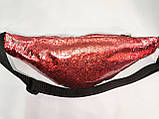 Сумка на пояс FENDI Двошаровий (глітер +плівка) барсетки сумка жіночий пояс Бананка клатчі оптом, фото 5
