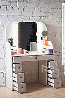 Туалетний столик М628 з підсвічуванням ДСП Біле круглі ручки (Markson TM)