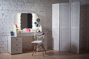 Туалетний столик М628-2 з підсвічуванням ДСП Біле круглі ручки (Markson TM)