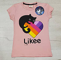 Стильна дитяча футболка для дівчинки з котиком "Likee" / 128